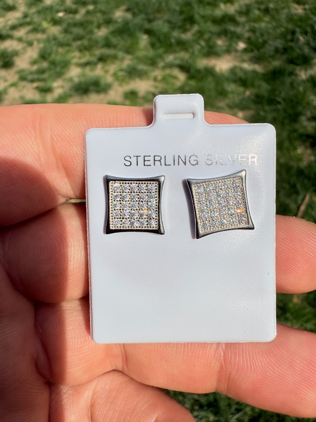Real 925 Sterling Silver Kite Earrings Iced CZ Screwbacks 11mm – WHOLESALE DEAL