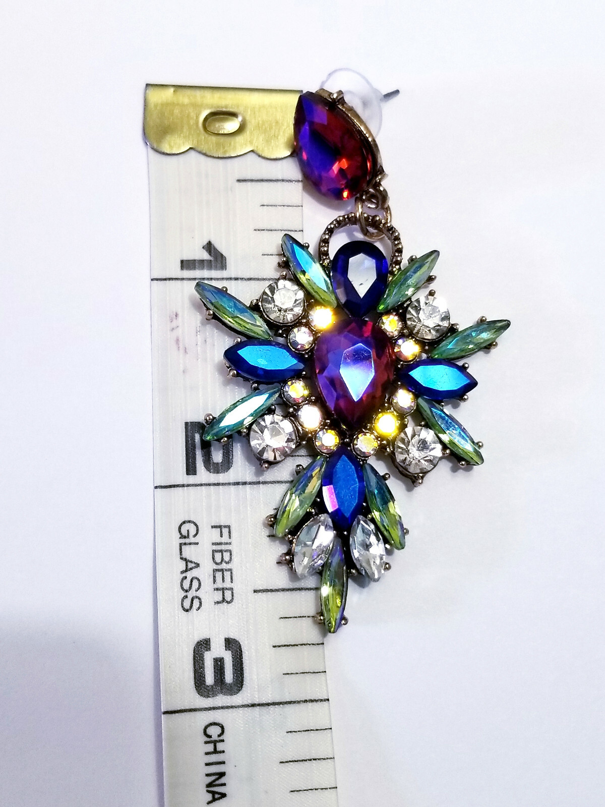 Chandelier Earrings Topaz Rhinestone Crystal 2.8 in