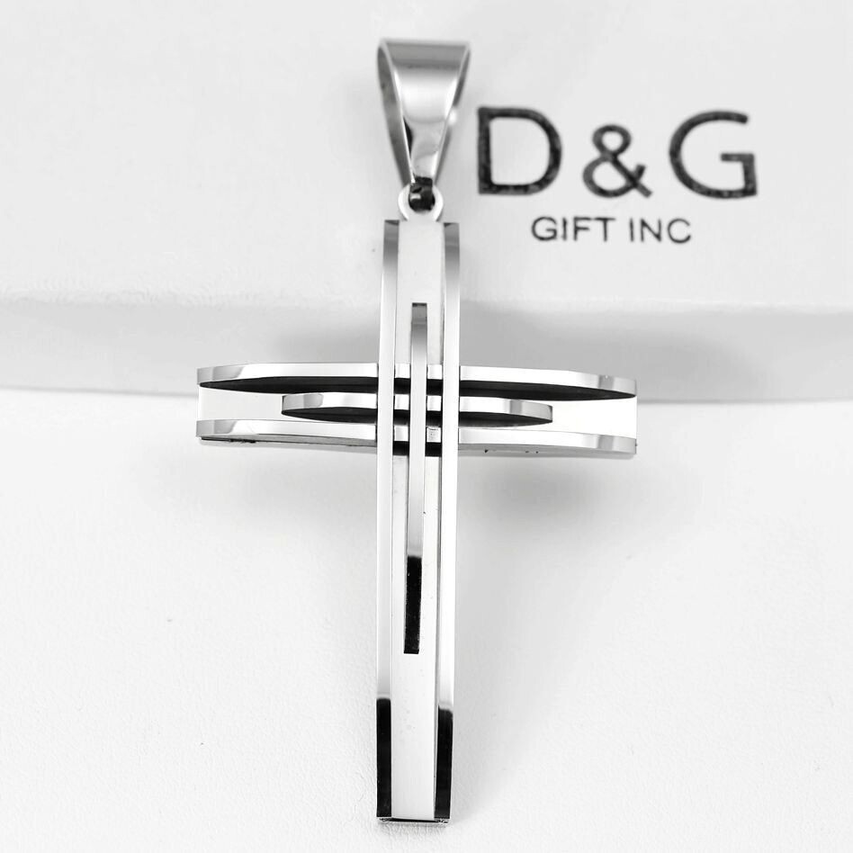 DG Men’s Stainless Steel High Polish,CROSS 40mm Small Pendant Unisex Box