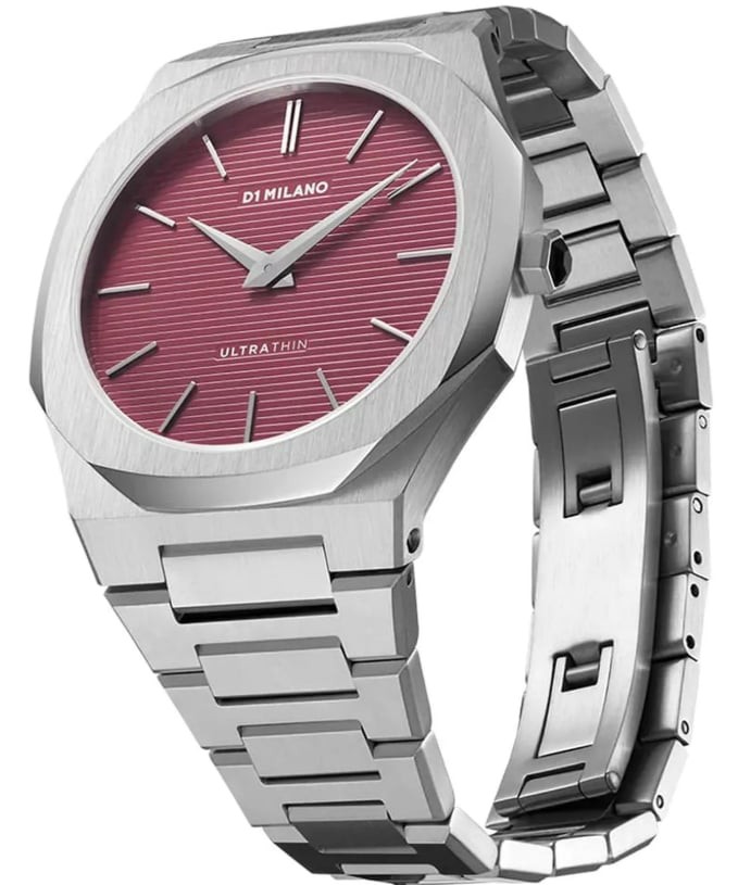 D1 MILANO ULTRATHIN UNISEX WATCH STAINLESS STEEL BORDEAUX RED UTBJ11 RRP £325 AD