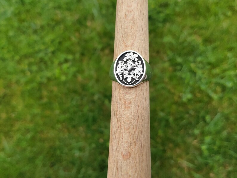 Custom Coat of Arms Ring for Men – Sterling Silver Family Crest Signet
