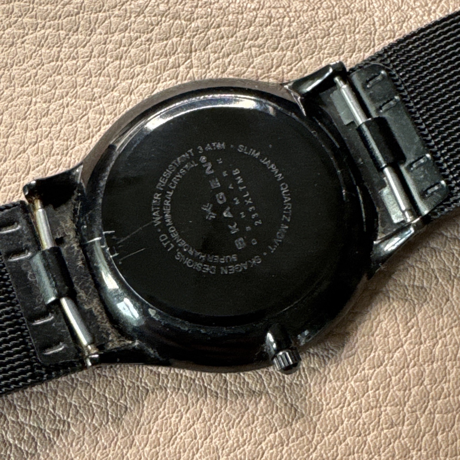 WATCH –SKAGEN Mens 37mm Black Dial Date Titanium 233XLTMB Mesh