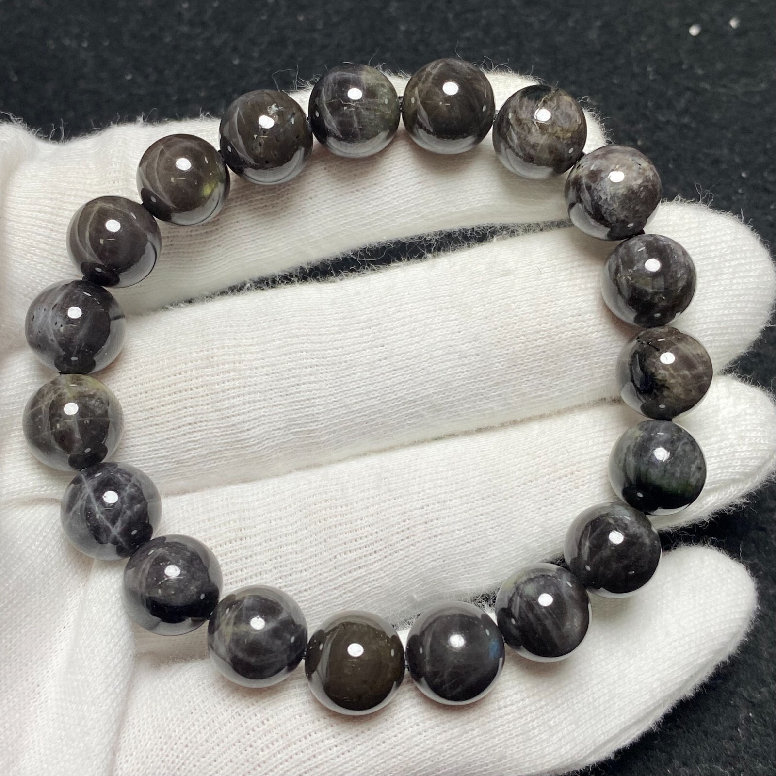10.2mm Genuine Natural Golden Luck Stone Gemstone Round Beads Bracelet 1552