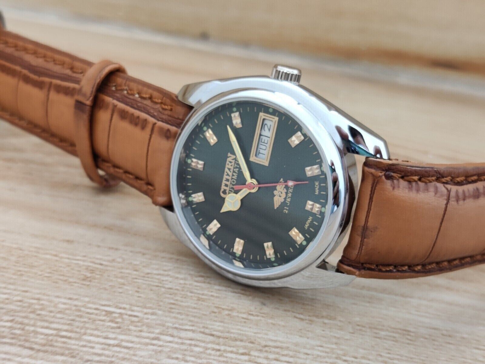 Vintage Citizen Automatic Japan Made Black Dial Day/ Date Men’s Wrist Good Watch