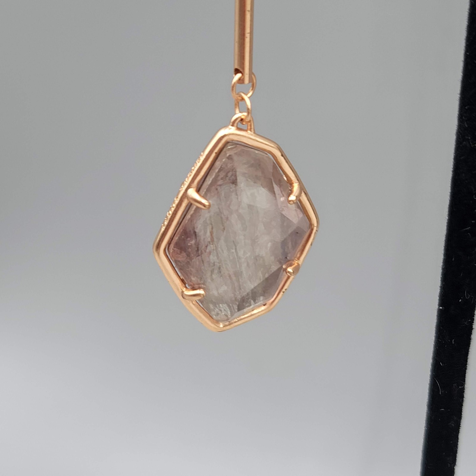 Kendra Scott Charmian Sable Mica Rose Gold tone Pierced Earrings Dangle 3.25″