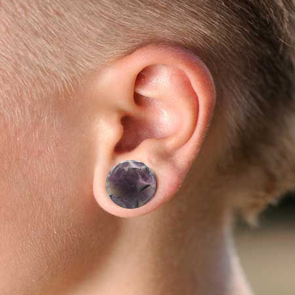 6 Pairs of Single Flare Stone Ear Plugs Silicone Expander Gauges 8ga – 5/8 E554