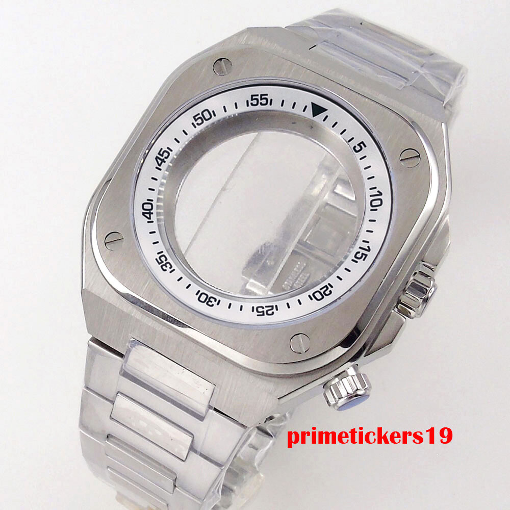 42mm Watch Case Band Sapphire+Chapter Ring Exhibition Back Fit NH35 NH36 NH38