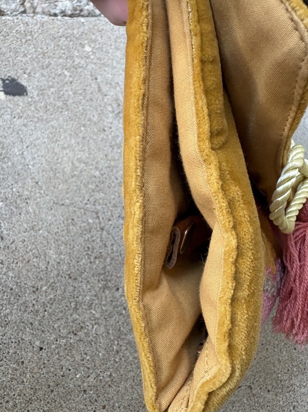 Rahab’s Rope Gold w/ Flowers Velvet Tassel Roll Up Travel Jewelry Bag