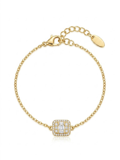 Empress Emerald Cut Gold Plated Bracelet Length 6.6″ 16.8 cm
