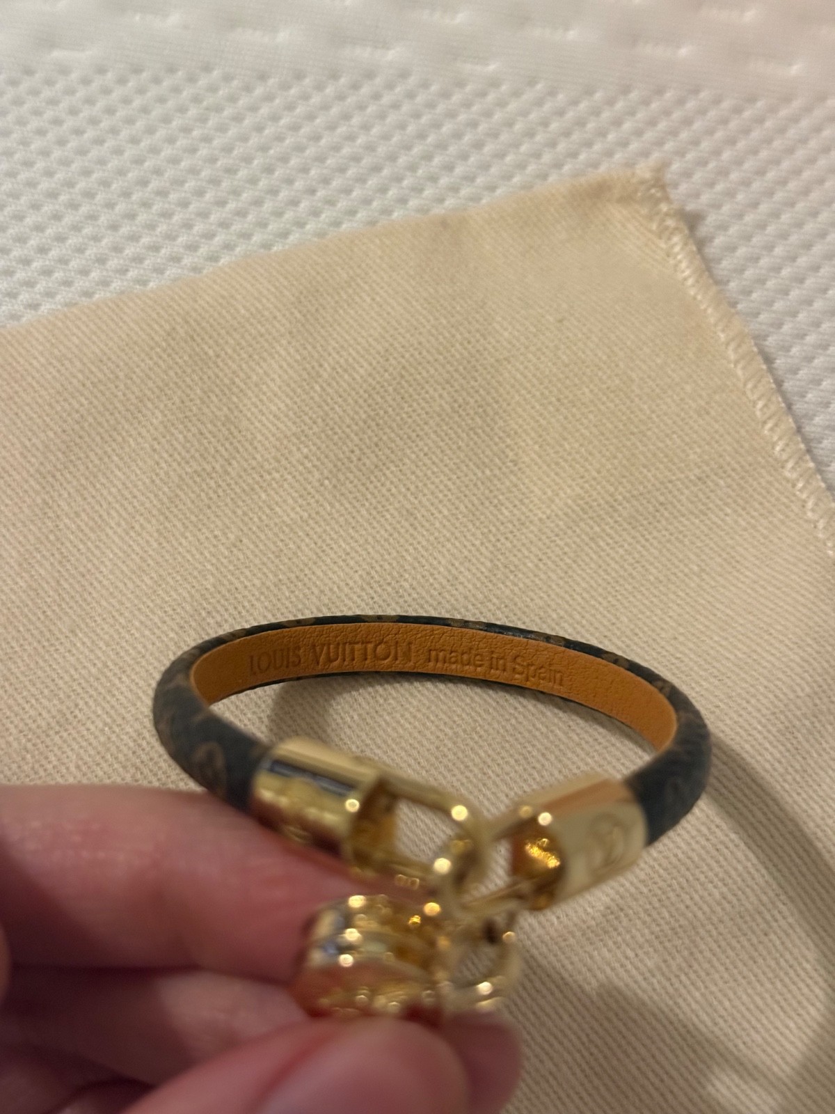 Louis Vuitton LV Tribute Canvas Monogram Gold Plated Bracelet