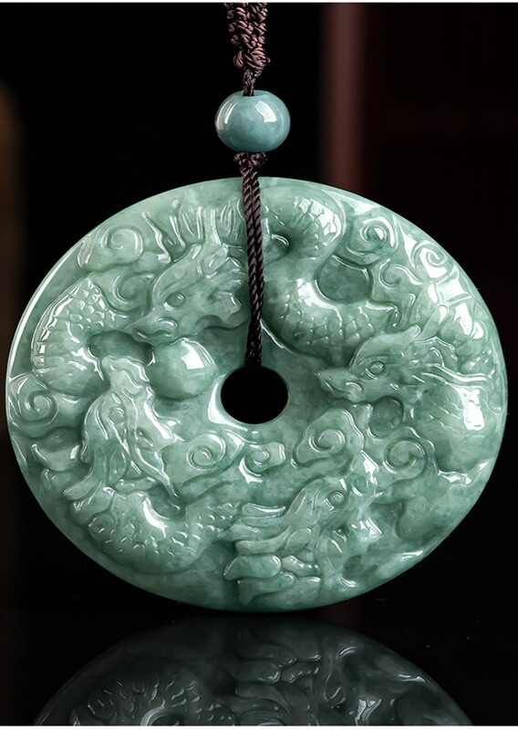 Jade Dragon Necklace Pendant Peace Buckle Jadeite Necklace Men Women JewelryGift