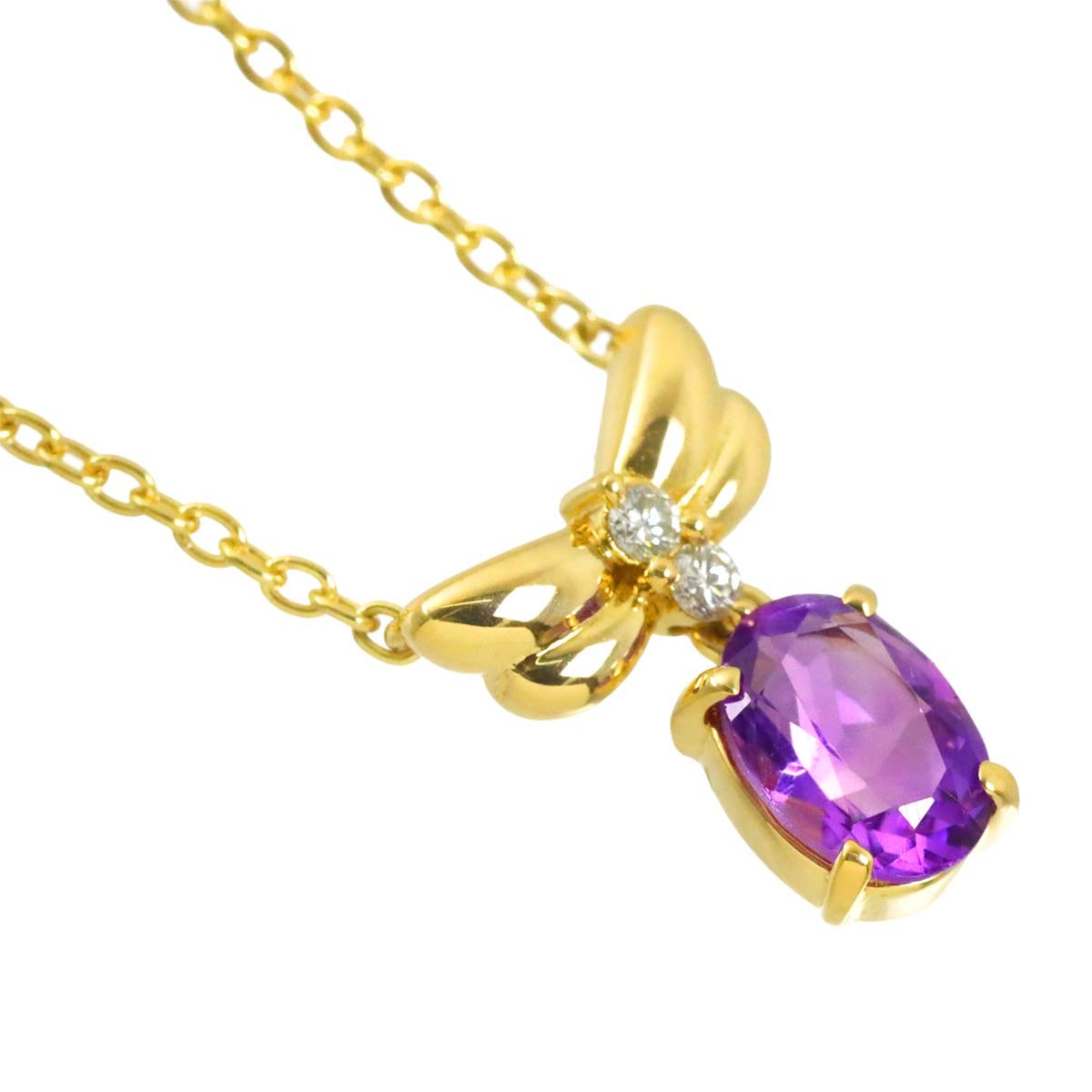 TASAKI Amethyst Diamond 0.04ct Necklace K18 Yellow Gold 750 90323366
