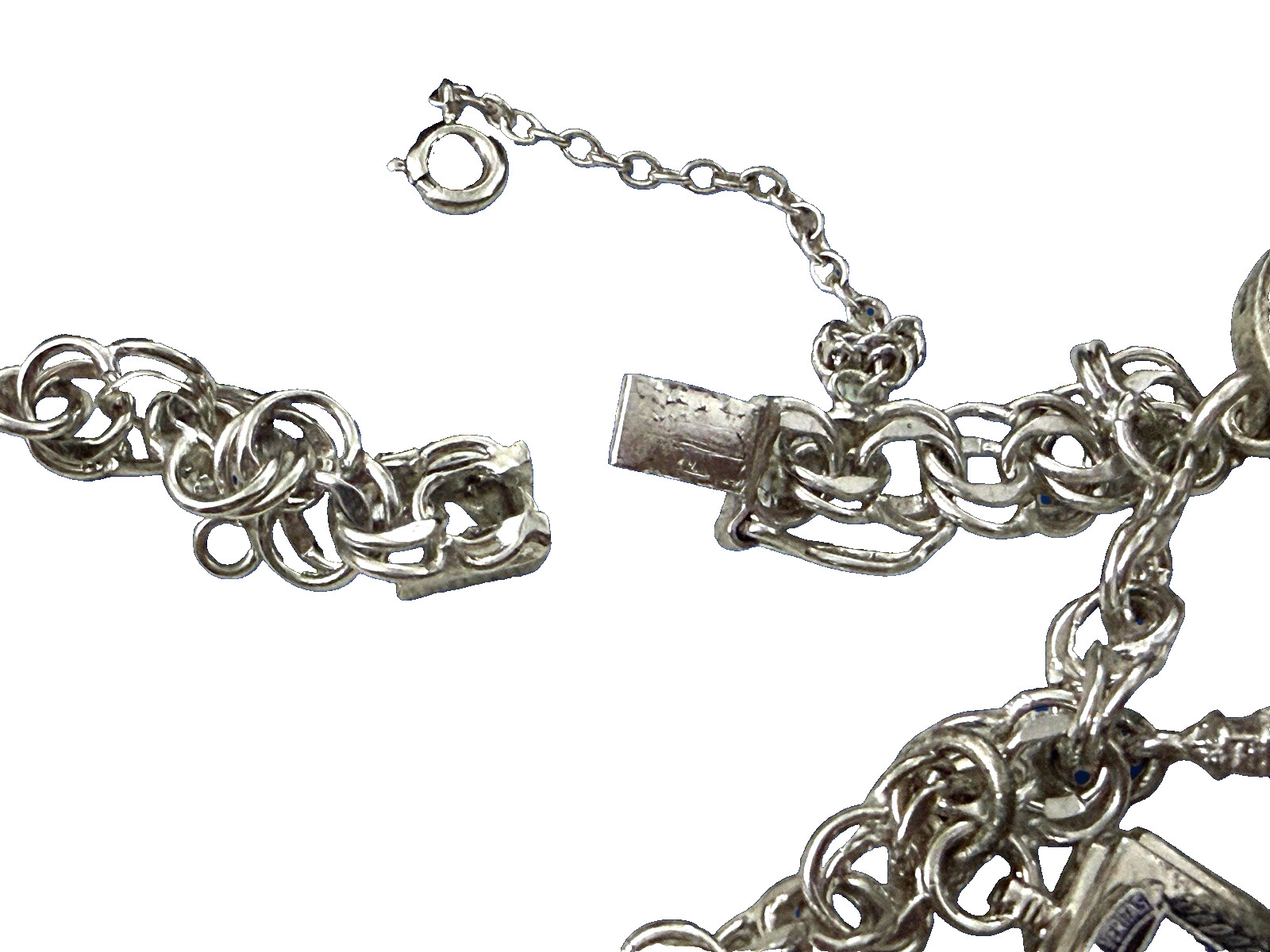 Sterling SIlver Charm Bracelet 50g Vintage 1960s American Yale Doctor 10 Charms