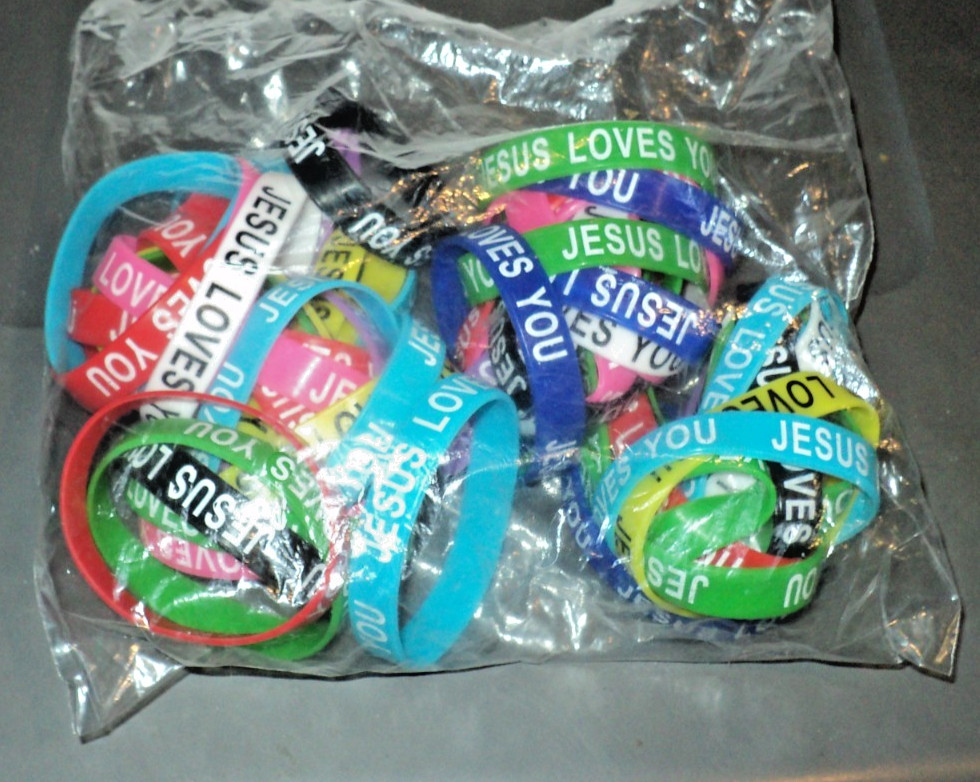 JESUS LOVES YOU Silicone Bracelets: BRAND NEW SEALED: Wristbands for All Ages