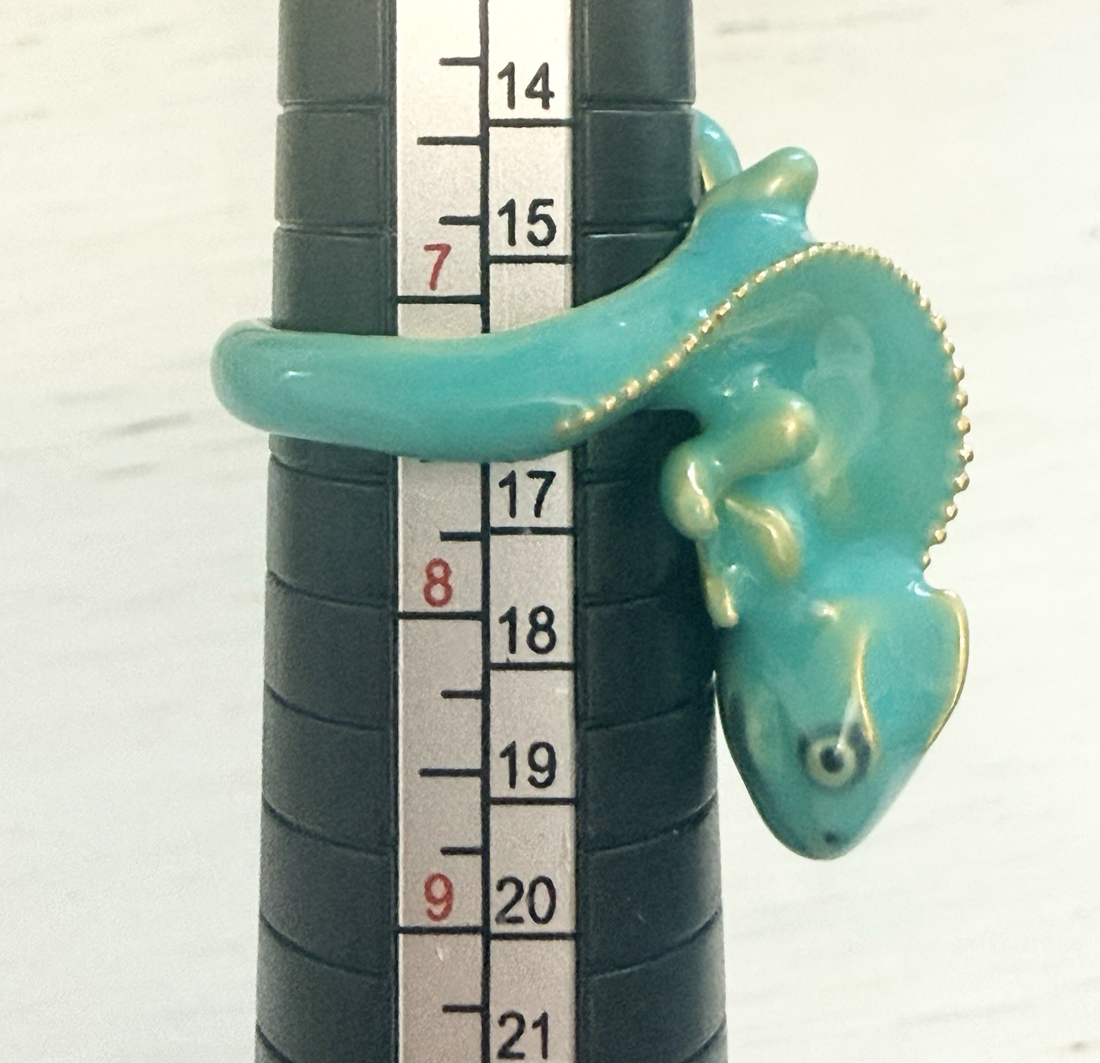 Chameleon Green Lizard Unique Enamel ring size 7.25 Gift Tropical Jewelry NEW