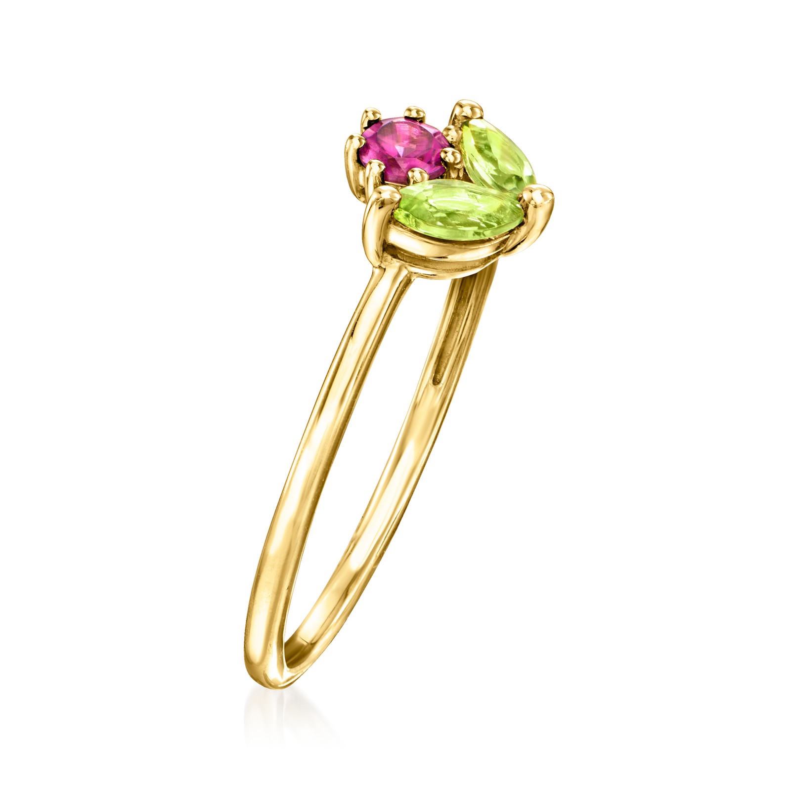 Pure Collection by Ross-Simons Rhodo Garn & Peridot Rng in 14k Gold