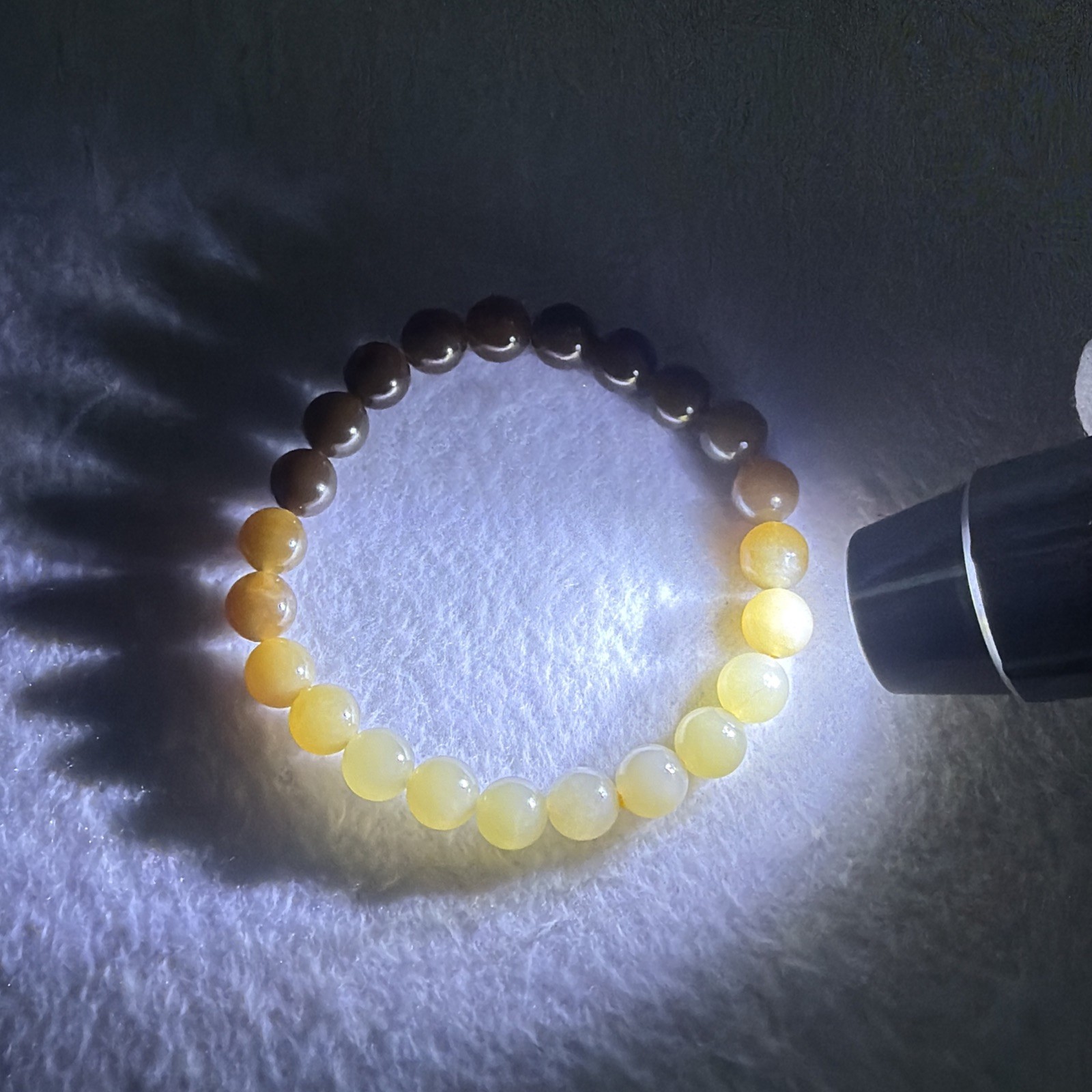certified nephrite jade bead bracelet 和田玉手链 （糖料渐变色手链，和田老料）#183