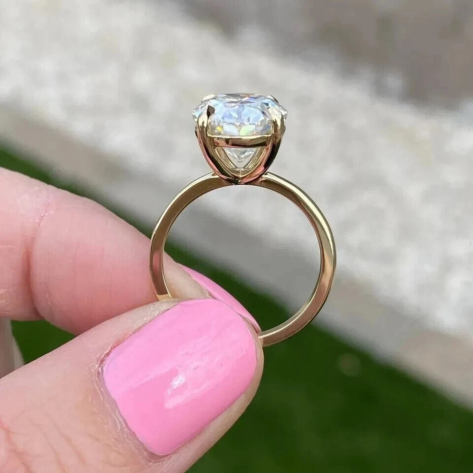 Lab Grown Diamond Ring Oval Cut 14k Yellow Gold IGI Certified 3.5 Ct VVS E F