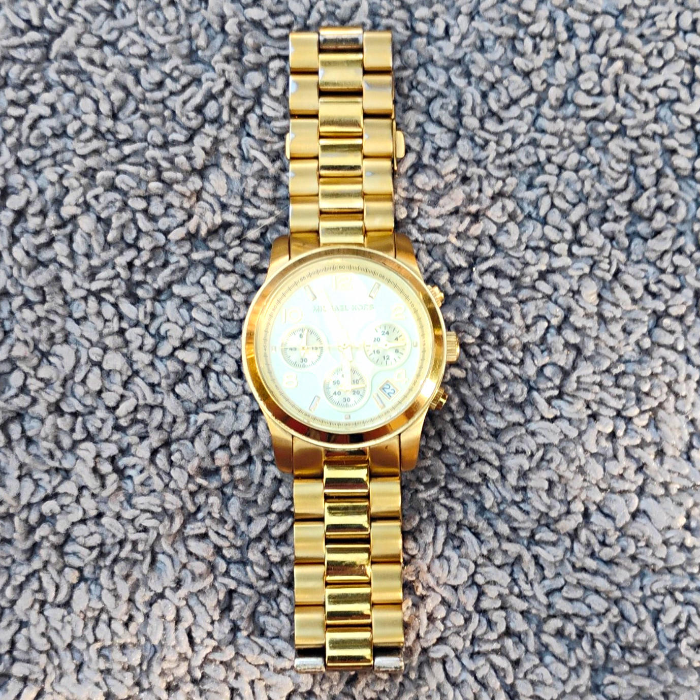 Michael Kors Men’s Quartz Analog Watch Gold SS Bracelet Chrono Date 38mm