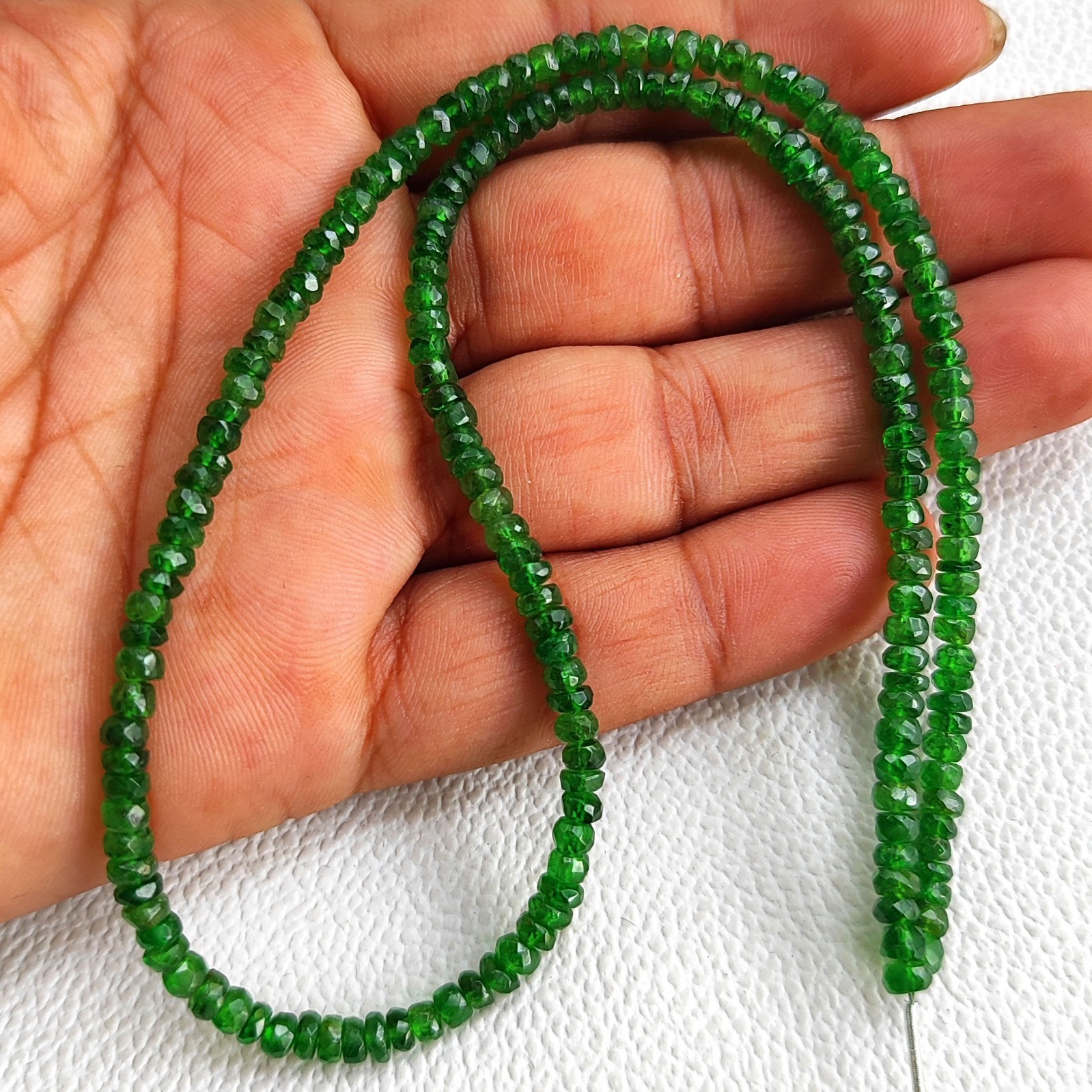 Chrome Diopside Gemstone Beads 4mm Faceted Rondelle 16″ Strand