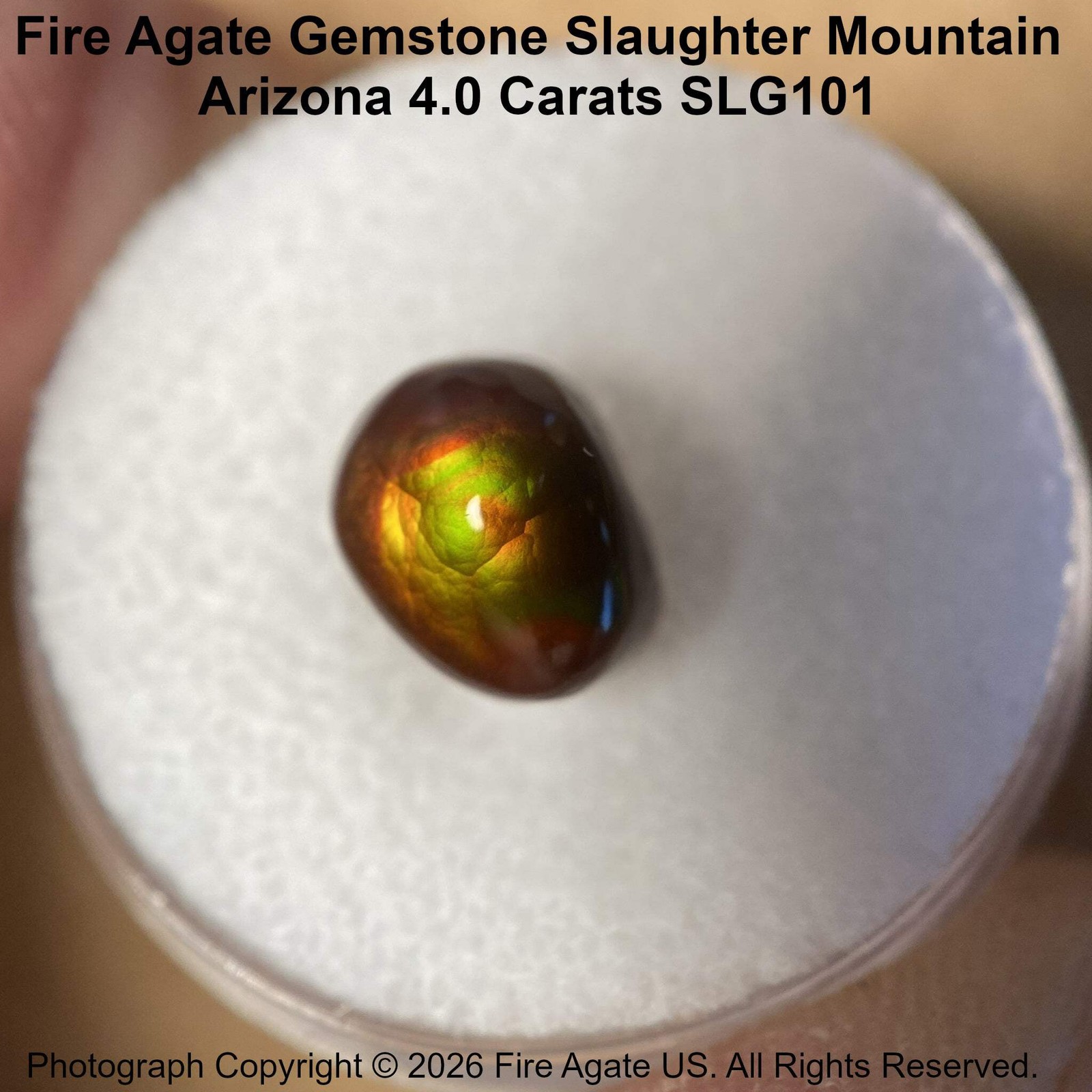 Fire Agate Gemstone Slaughter Mountain Arizona 4.0 Carats SLG101