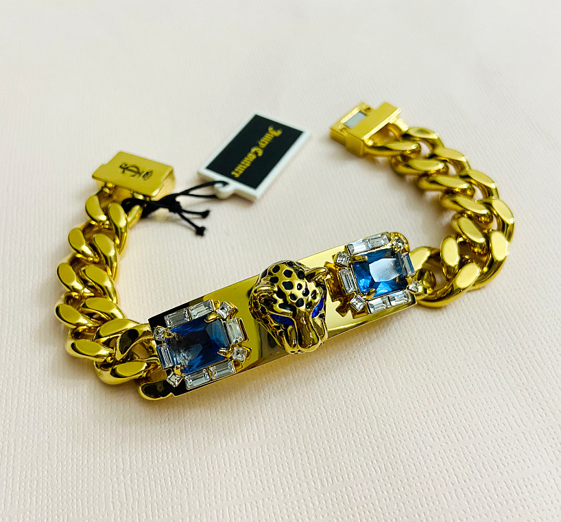 NWT Juicy Couture Gold Leopard Chunky ID Chain Bracelets WJW634
