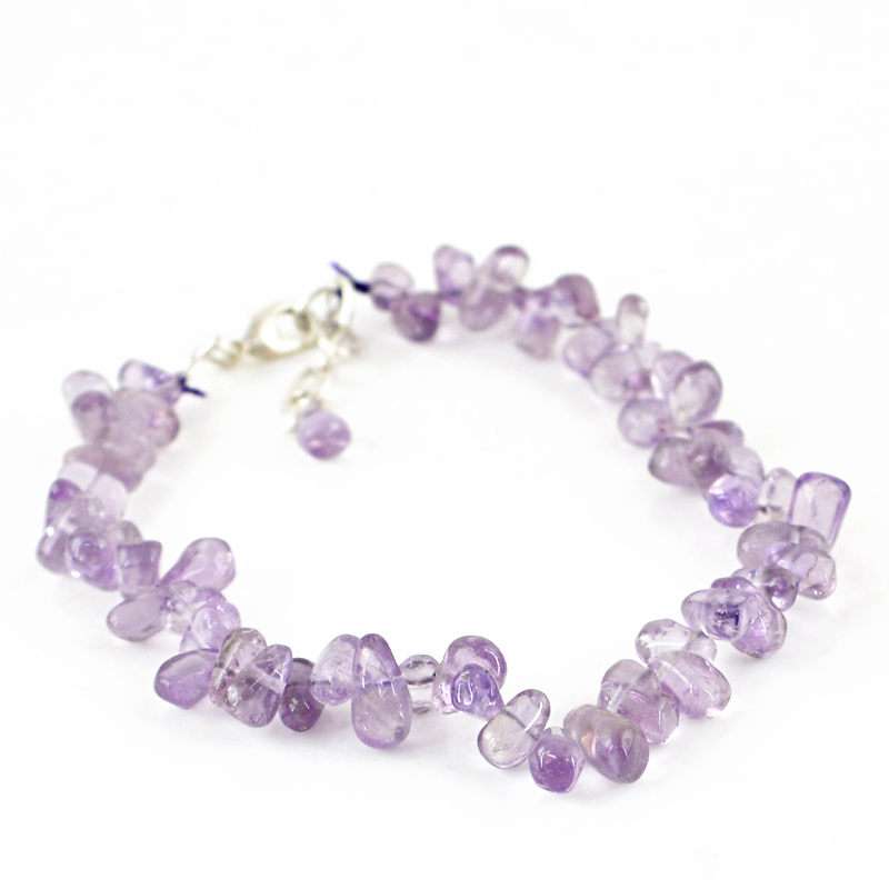81.00 Cts Natural Untreated Purple Amethyst Tear Drop Beads Bracelet – On Sale