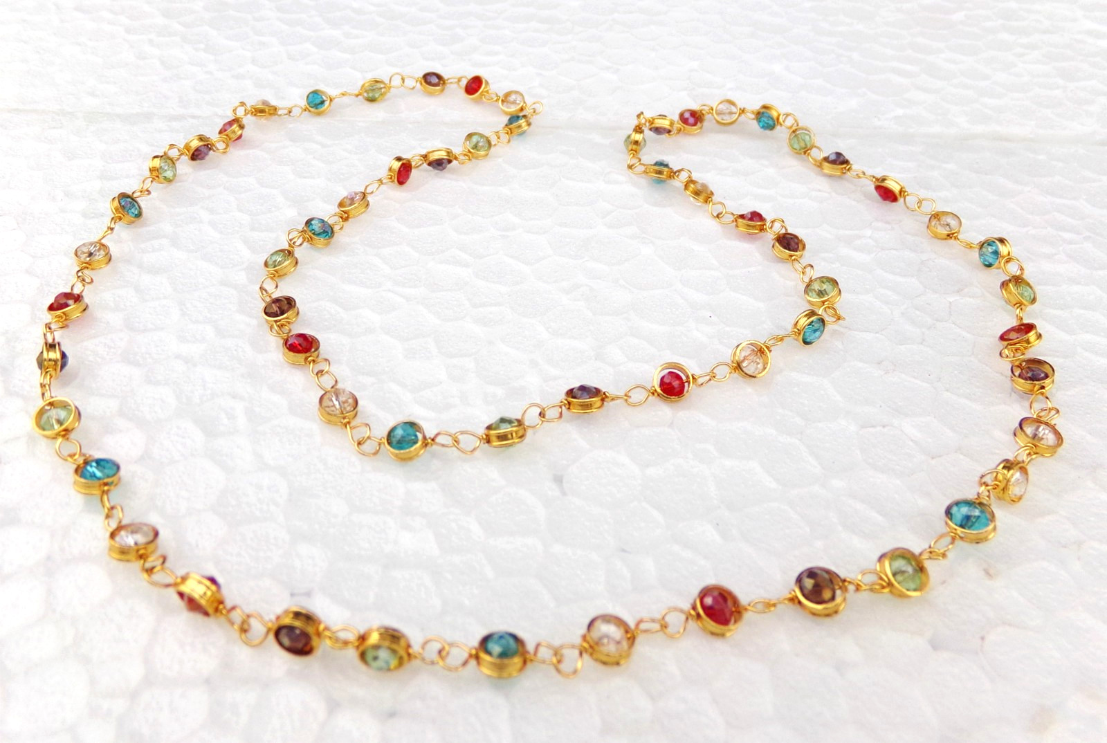 Indian Jewelry Ethnic Gold Plated Glass Beaded Necklace Chain 22k Long Mala cp6