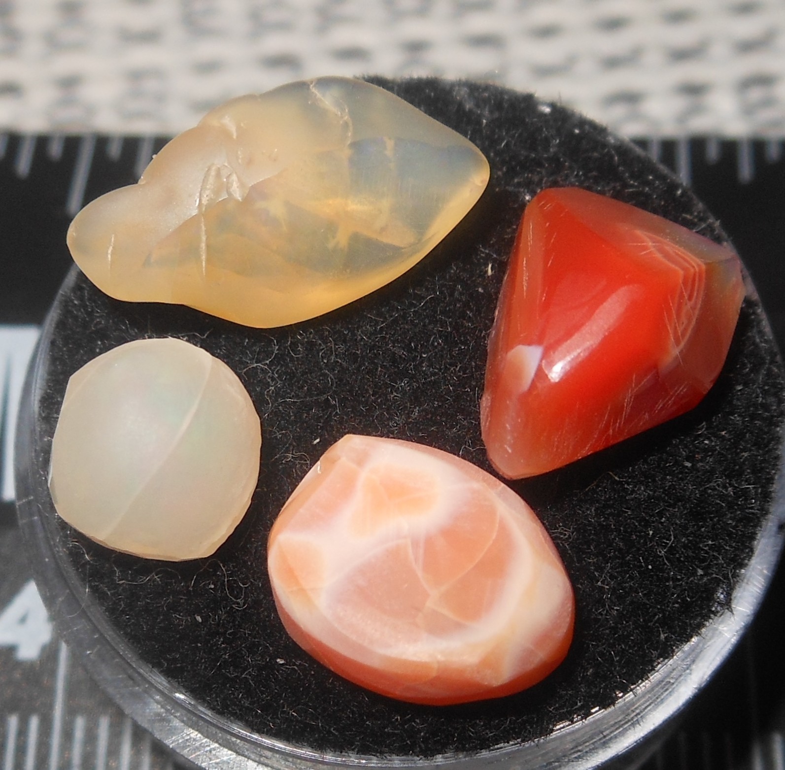 4 pieces of Mexican Fire Opal Rough Cut Gems Color Mix 9.55ct Total