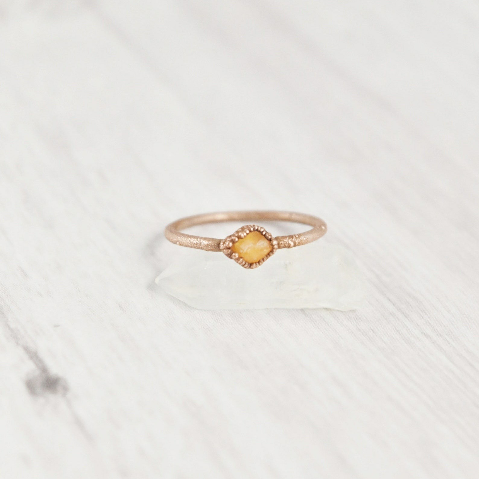Size 7 Fire Opal Ring, Raw Stone, Antique Copper, Stacking Boho Jewelry