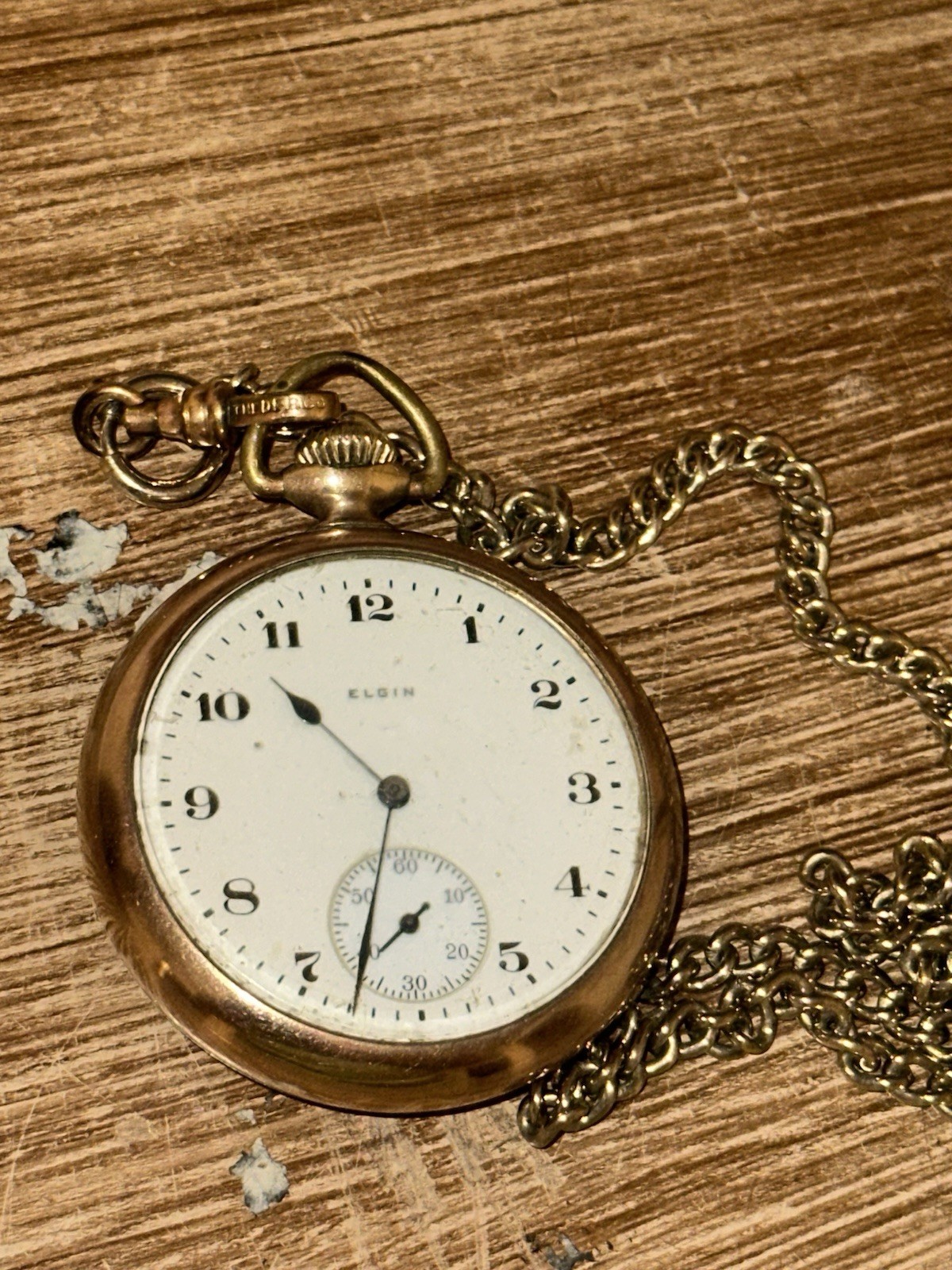 1927 Elgin 16s 7j Gold Filled Pocket Watch Grade 291 W/mustard Seed Charm & Chai