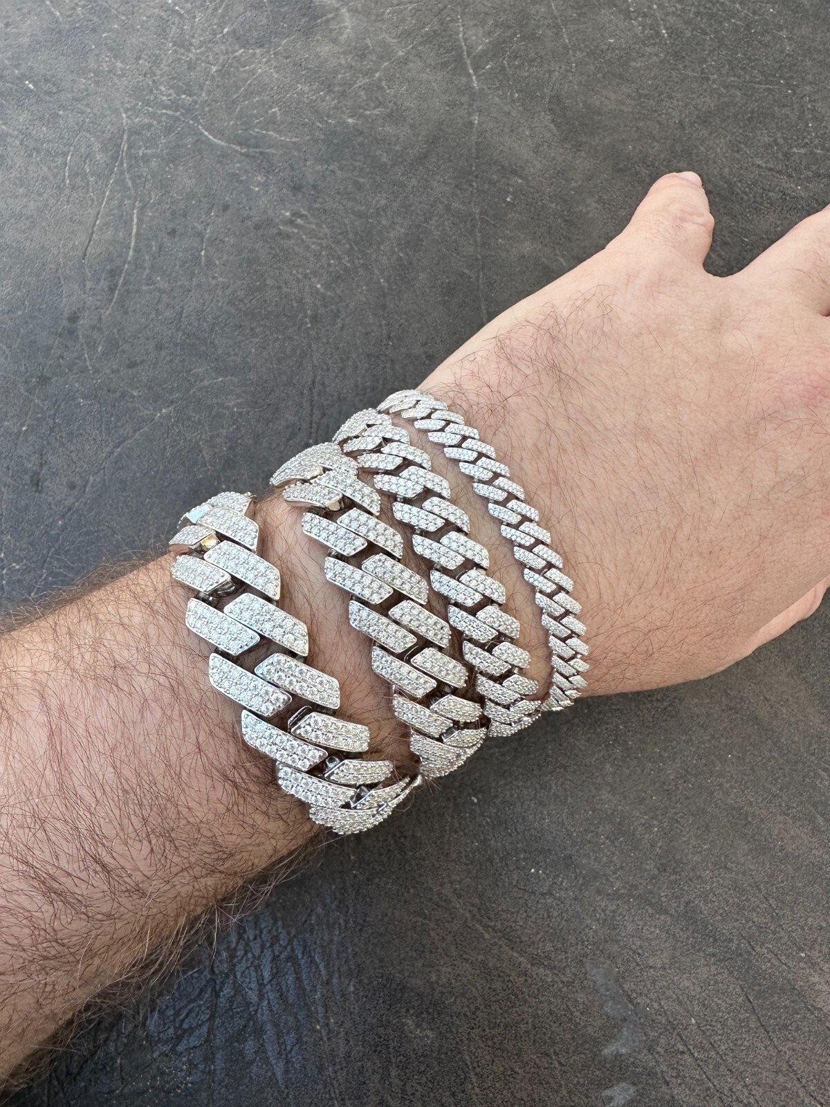 MOISSANITE Real Miami Cuban Link Prong Bracelet Iced Solid 925 Sterling Silver