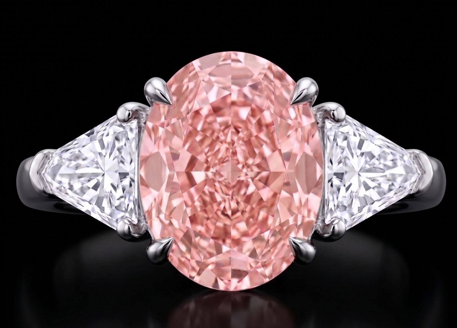 5.00 Ct Certified Oval Shape Natural Pink Diamond Ring VVS1 White Gold Finish