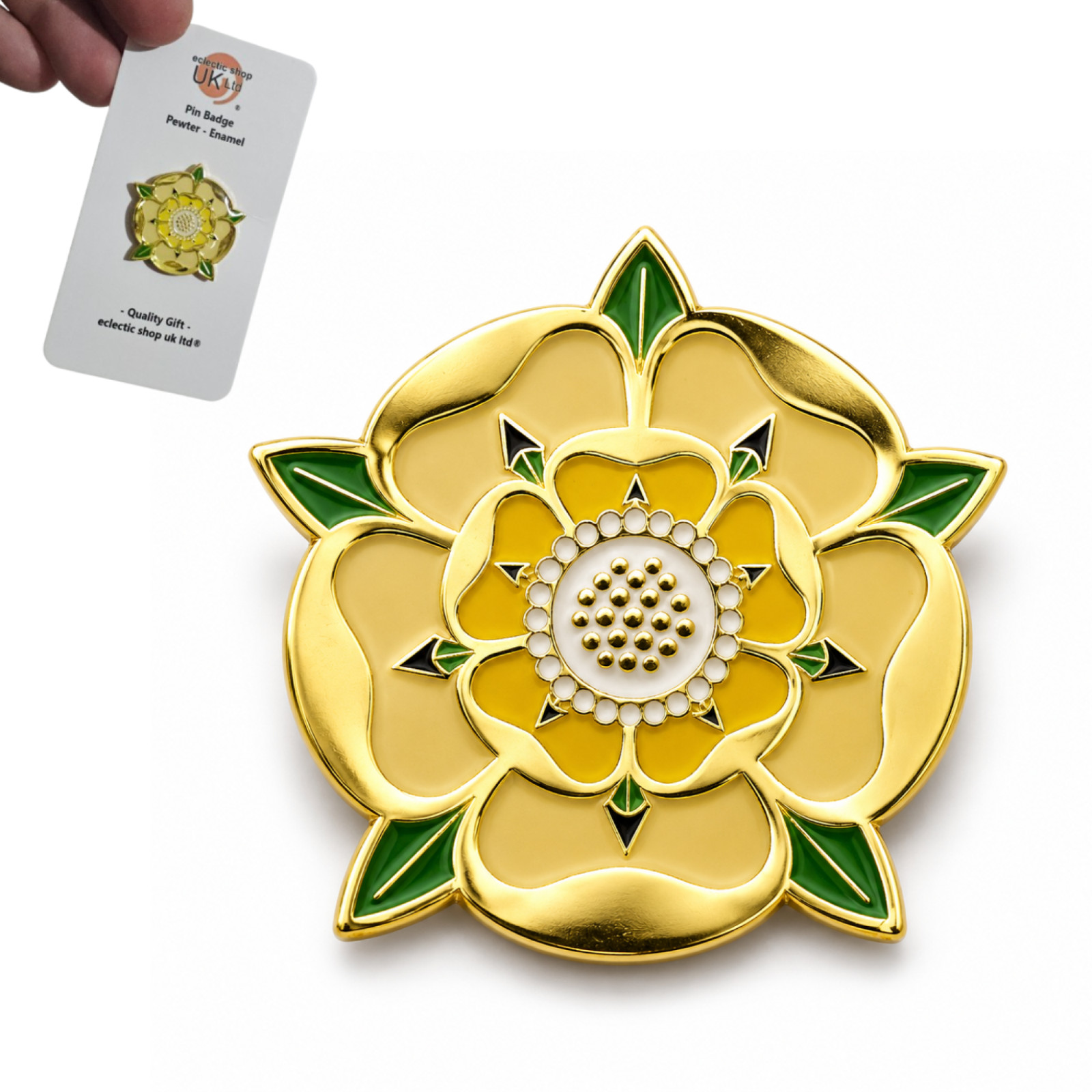 Derbyshire Rose Pin Badge Enamel Gold Prestige Tudor English County Symbol UK