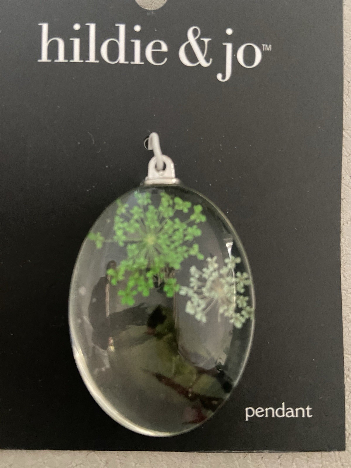 Hildie & Jo Nature Pendant Set –2 Flowers & Bird Nest Design – Resin Jewelry
