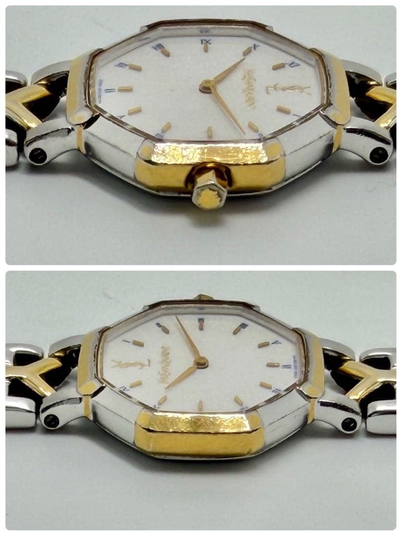 Yves Saint Laurent Roman Watch Combination Octagon Gold