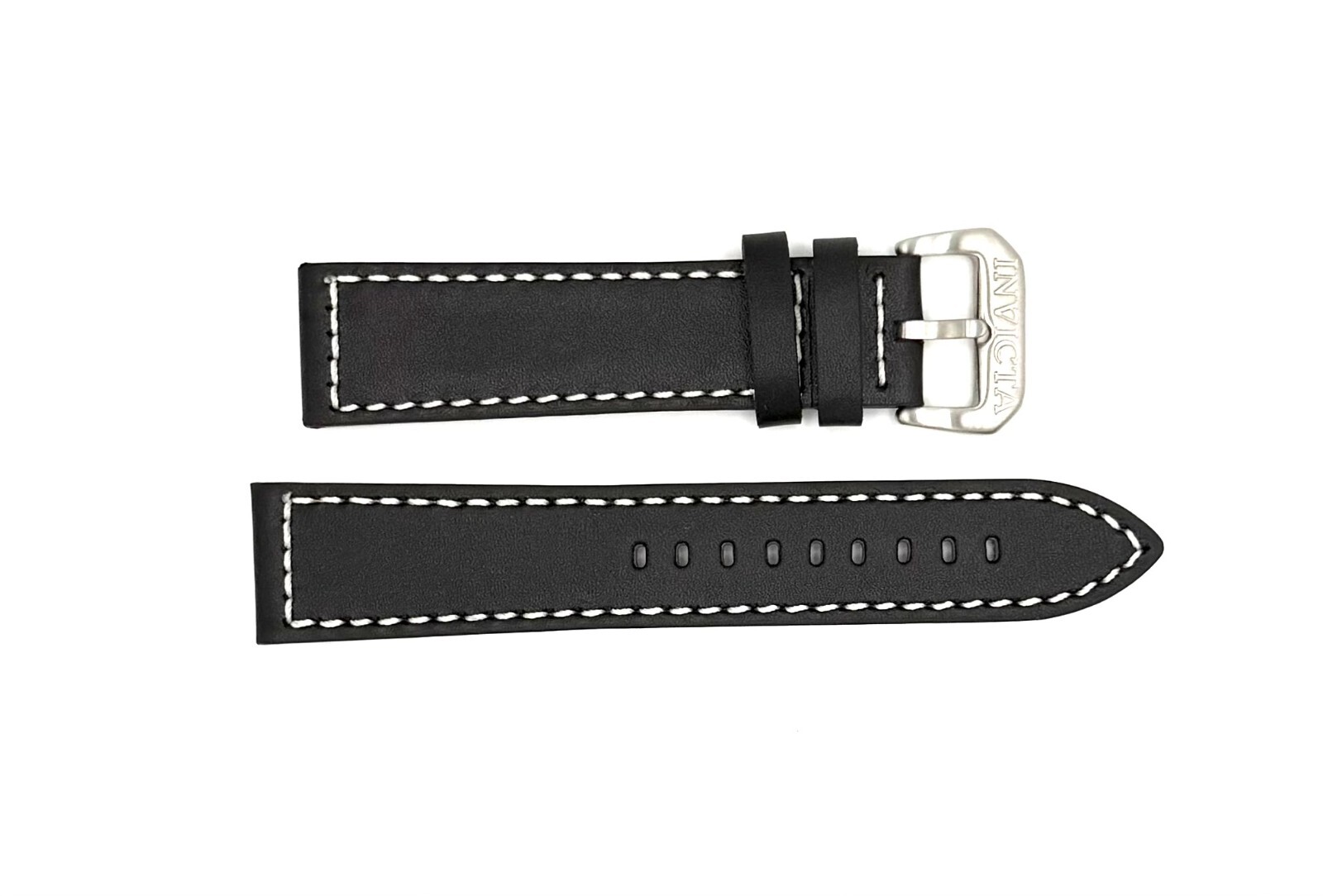 Authentic Invicta Corduba 18890 Black Leather/White Stitching 22mm Watch Band