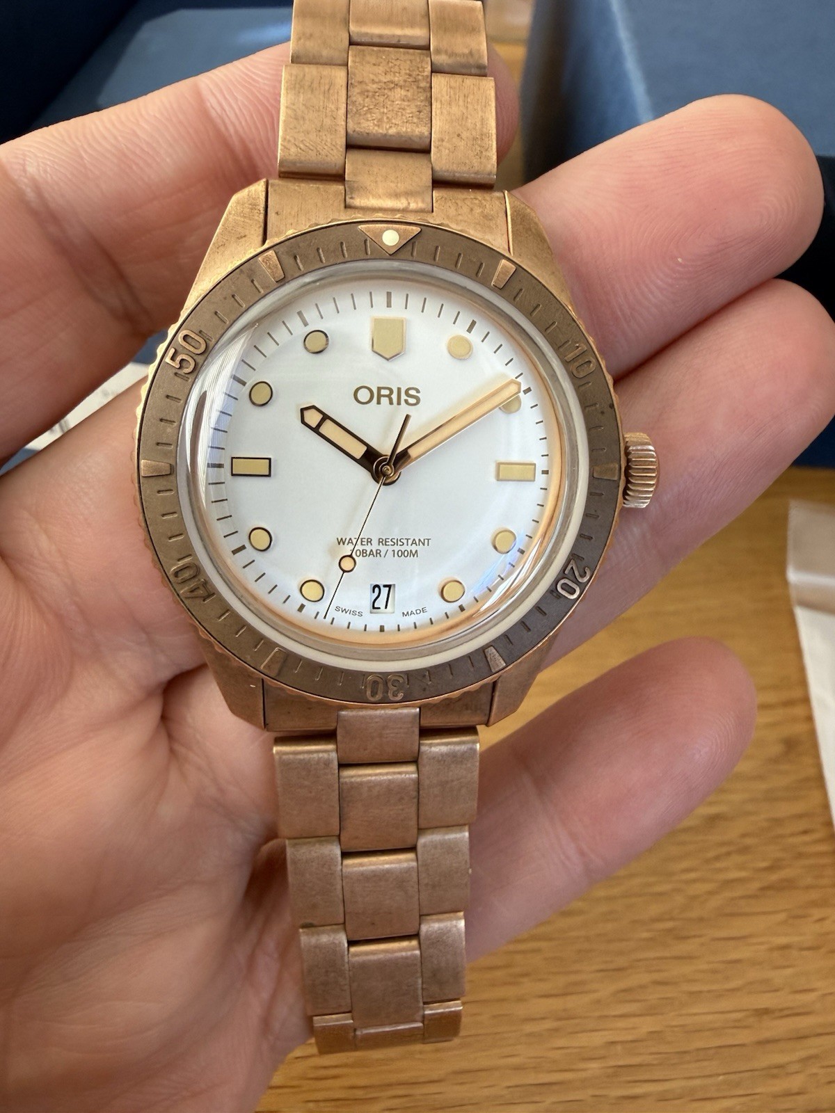 Oris Diver Sixty-Five Date Bronze White Dial Watch 01 733 7771 3151-07 8 19 15