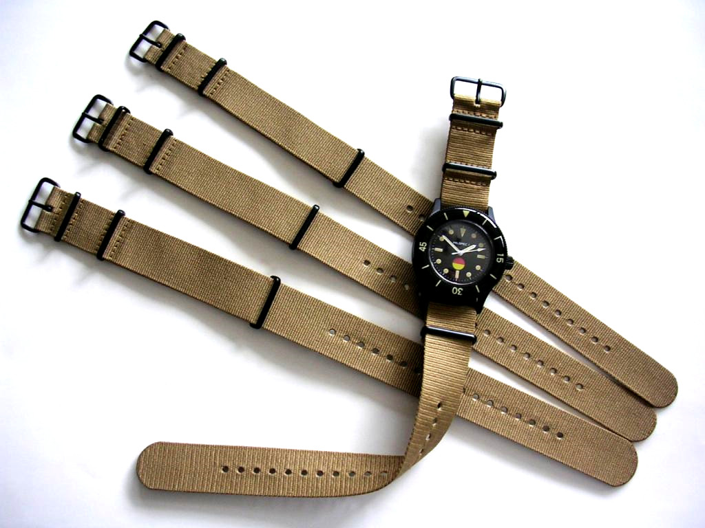 NATO G10 Khaki Brown Nylon Military Army PVD watch band strap IW SUISSE 18 20 22
