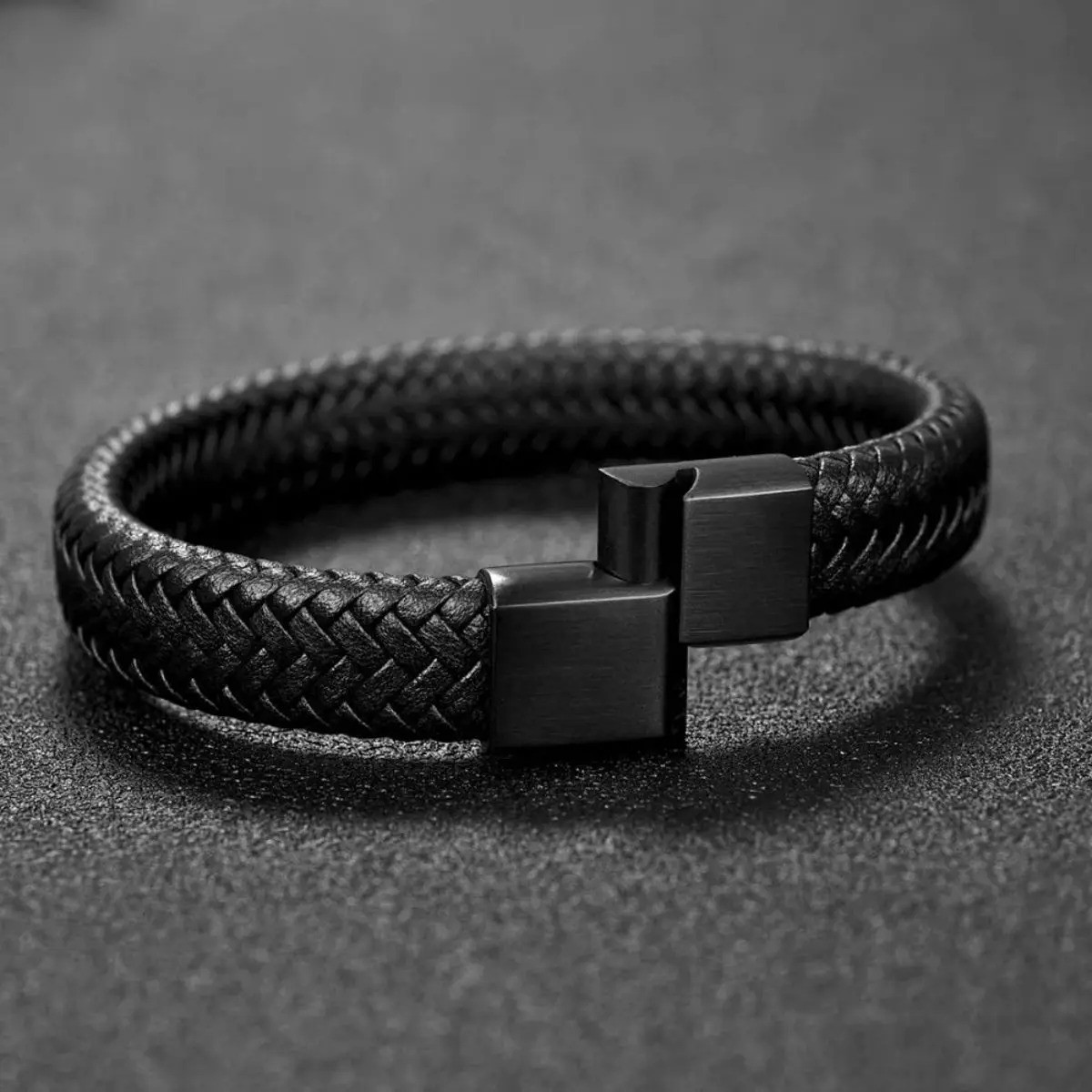 Retro Men’s Woven Leather Bracelet Open Bangle Adjustable Wristband Gift