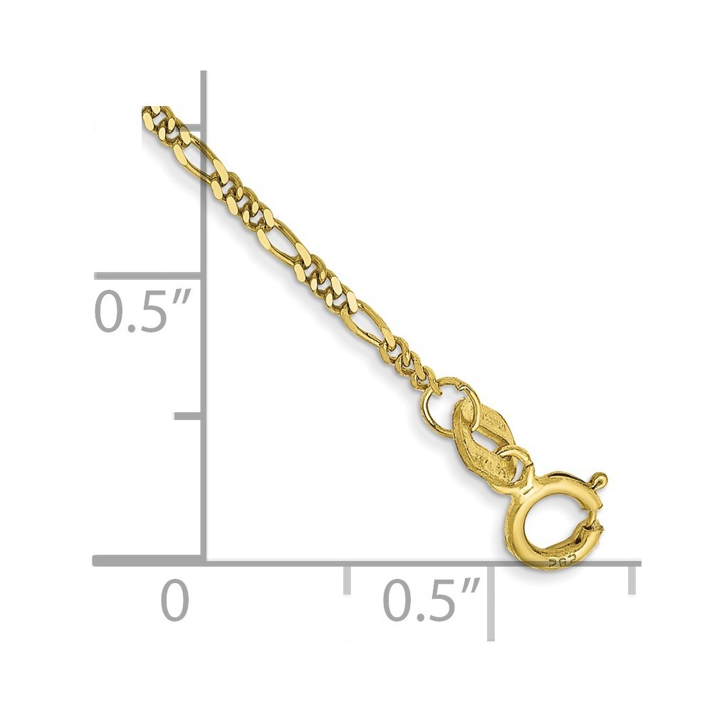 10k Yellow Gold 1.25mm Flat Figaro Pendant Chain Bracelet 6″