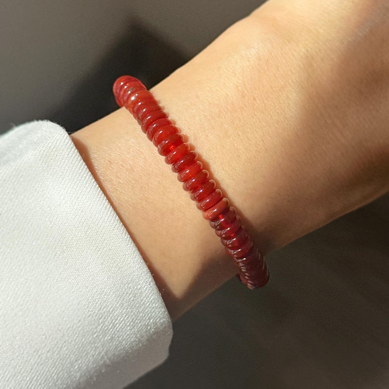 Minimalist Red Carnelian Bracelet Classic Toggle Crystal Gemstone Women Jewelry
