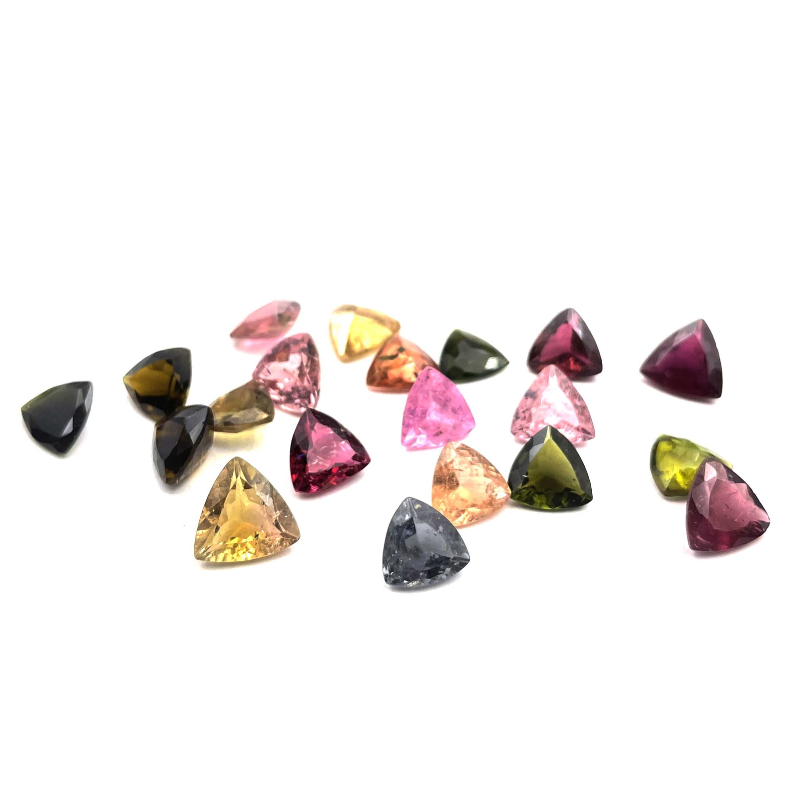 Natural Multi Tourmaline Trillion Cut Loose Gemstone Lot 4 Pcs 8-9 MM 6 CT