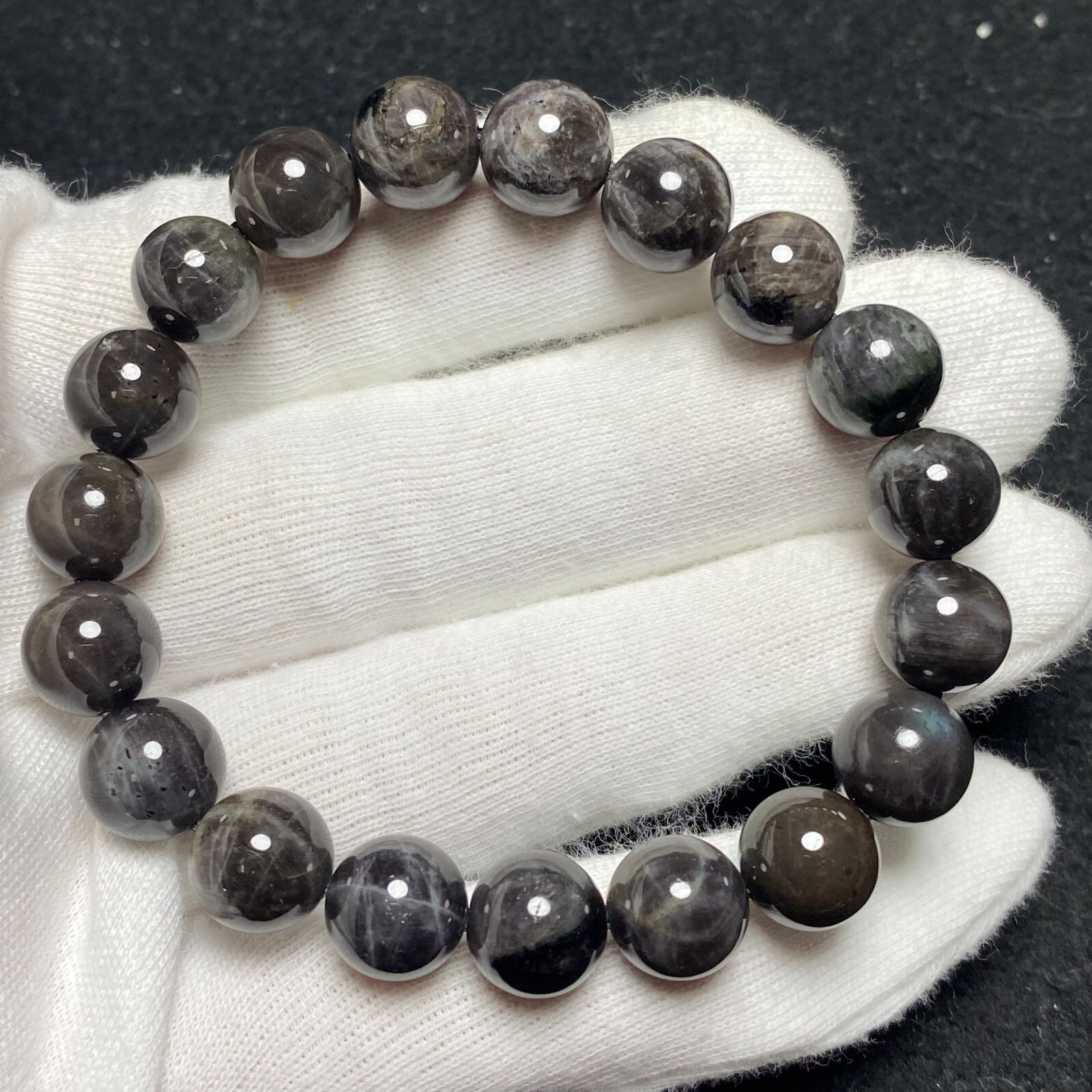 10.2mm Genuine Natural Golden Luck Stone Gemstone Round Beads Bracelet 1552