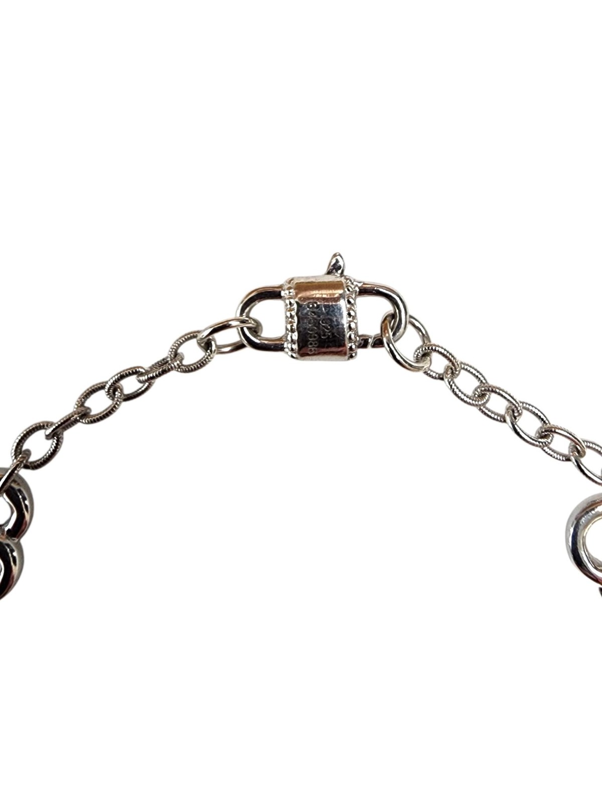Gabriel & Co Sterling Silver White Sapphire Heart Link Bracelet #25567