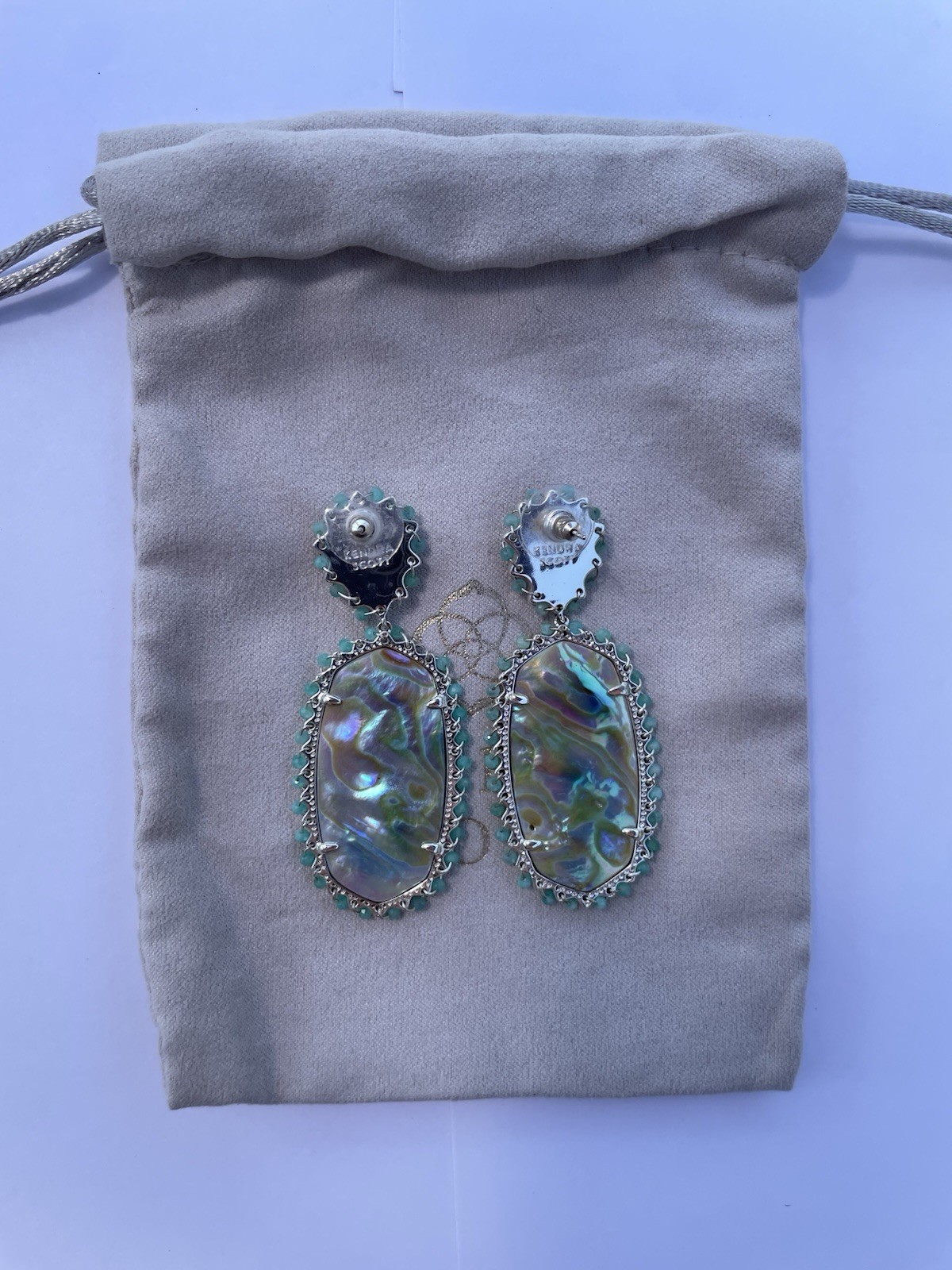 Kendra Scott Pearl Beaded Elle Statement Earrings – Rhodium with Abalone Shell