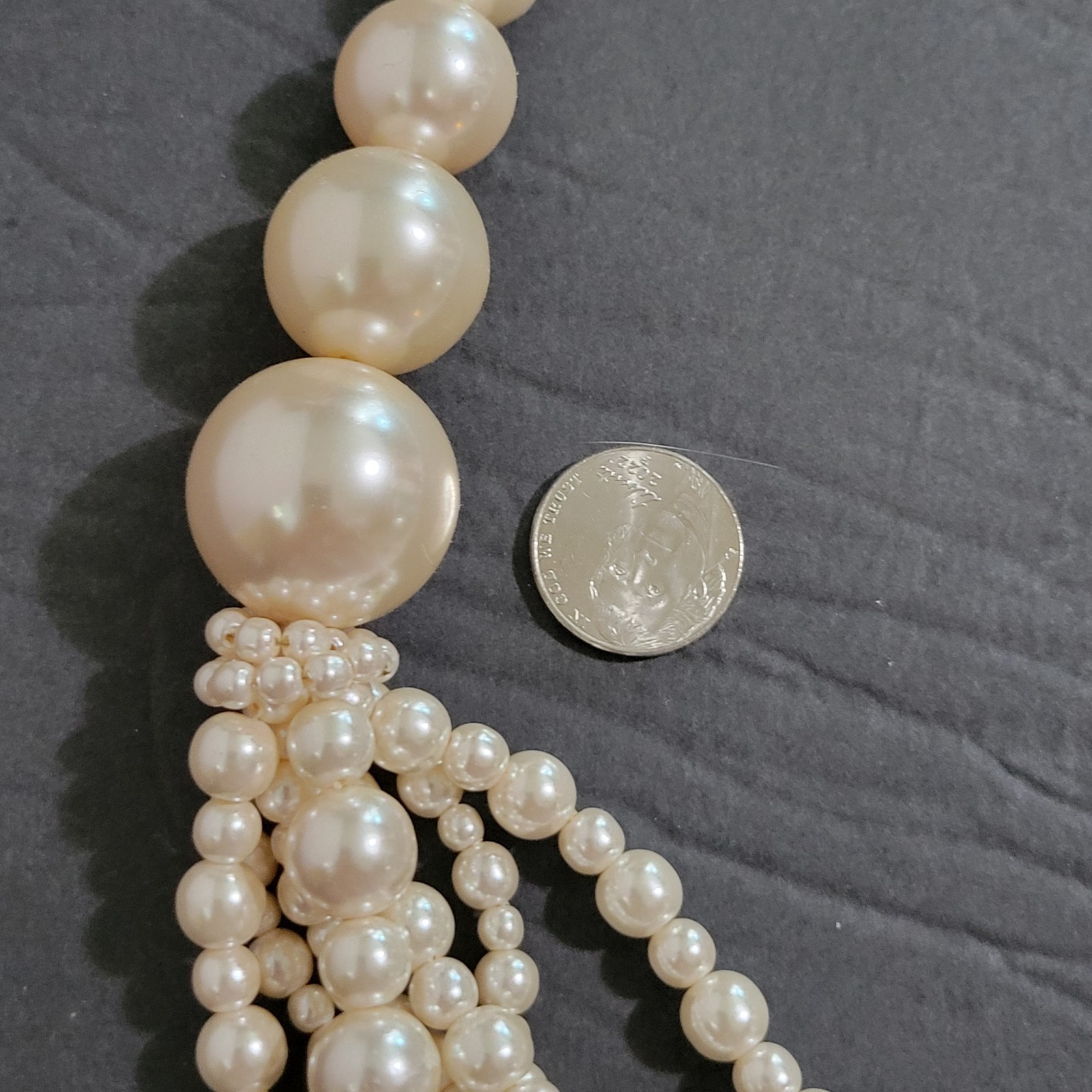 Lydell NYC Multistrand Chunky Faux Pearl Collar Necklace Statement Champagne 22″