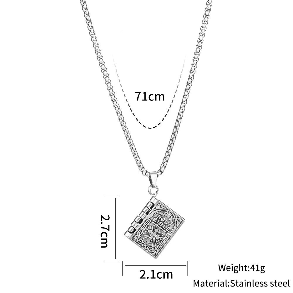 2PCS Lord’s Prayer Holy Bible Open Pages Locket Pendant Necklace 925 Silver USA