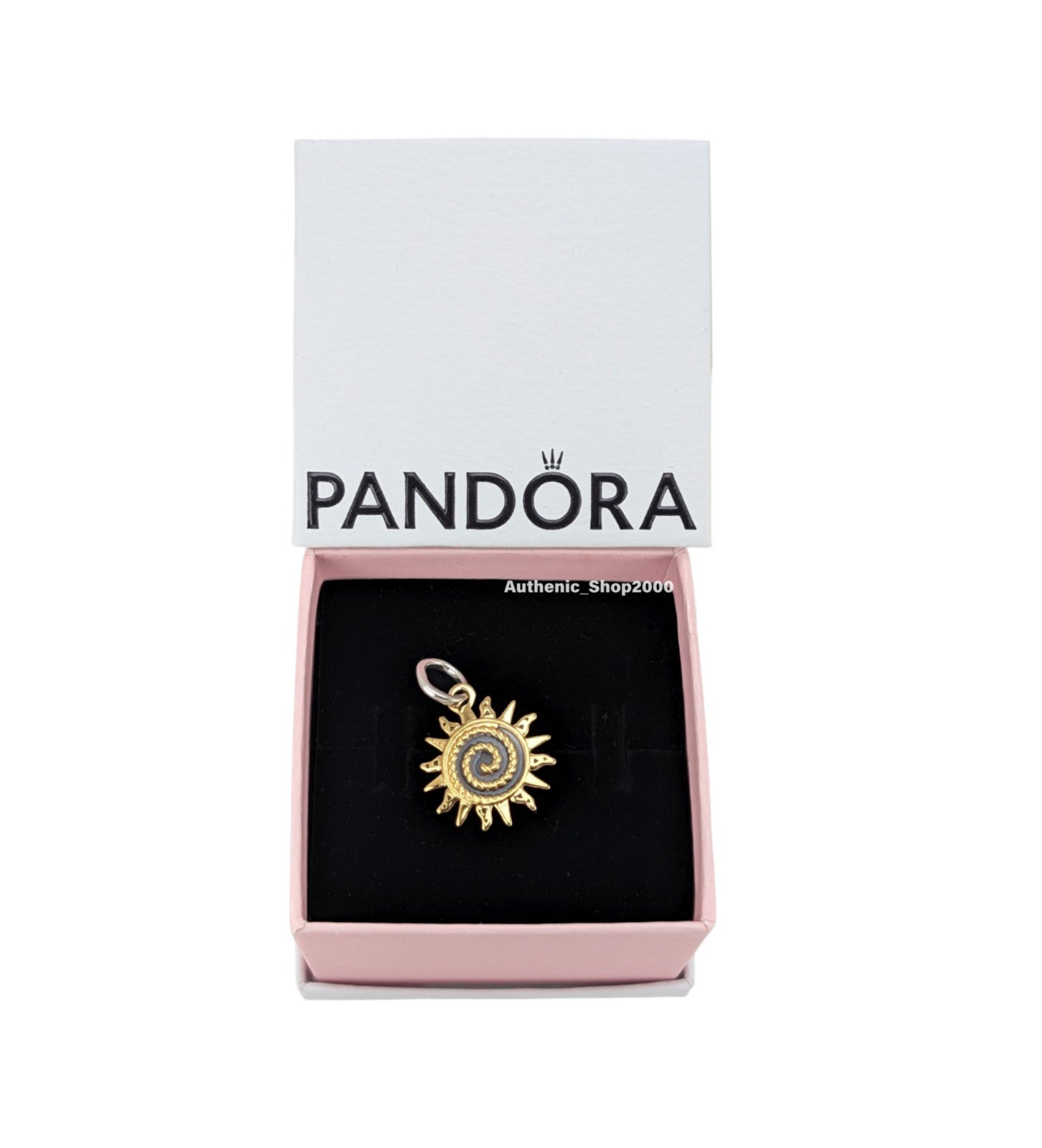 New 100% Authentic PANDORA 14k Gold P 925 Murano Swirling Sun Charm 764703C01