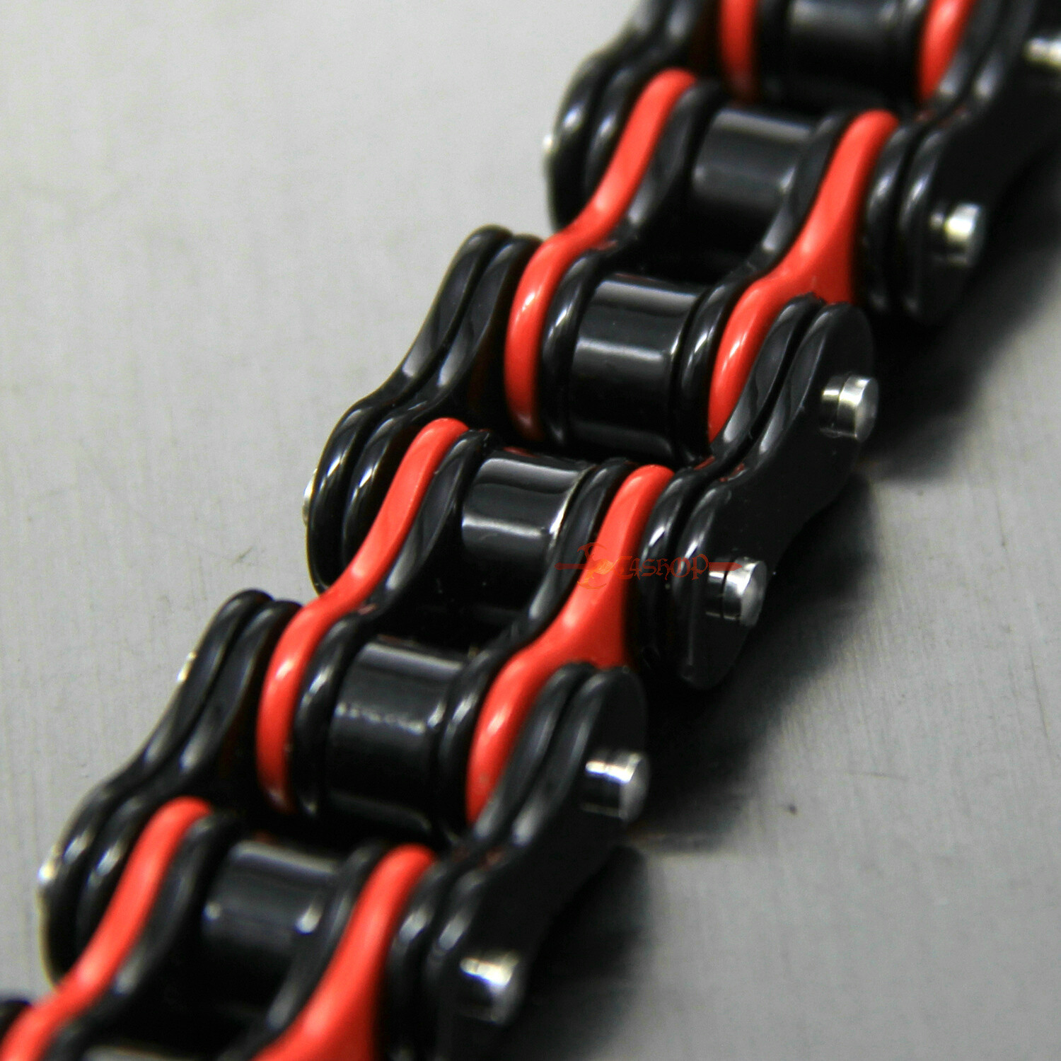 Mens Stainless Steel Motorcycle Bike Chain Link Bracelet Heavy Biker Black/Red